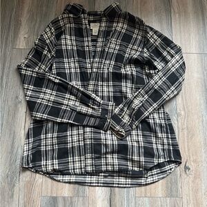L.L. Bean Black and White Checkered Shirt